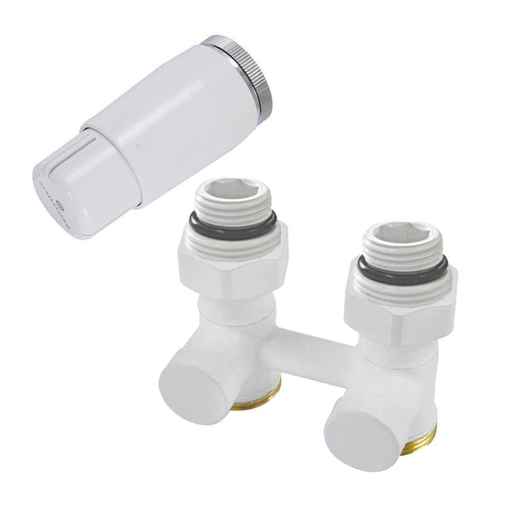 Комплект узла нижнего подкл SCHLOSSER прямой STANDARD 3/4″ (белый) с термоголовкой М30х1,5, ниппеля 1/2″Х3/4″